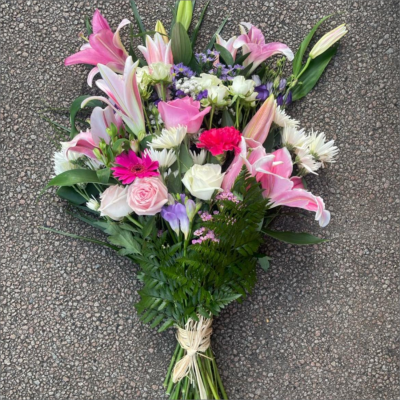 Tied sheaf - A tied sheaf for a funeral - in pinks purples and whites