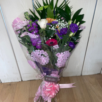 bouquet - A bouquet with colours and flowers chosen by the florist- please specify if you’d like any particular colours