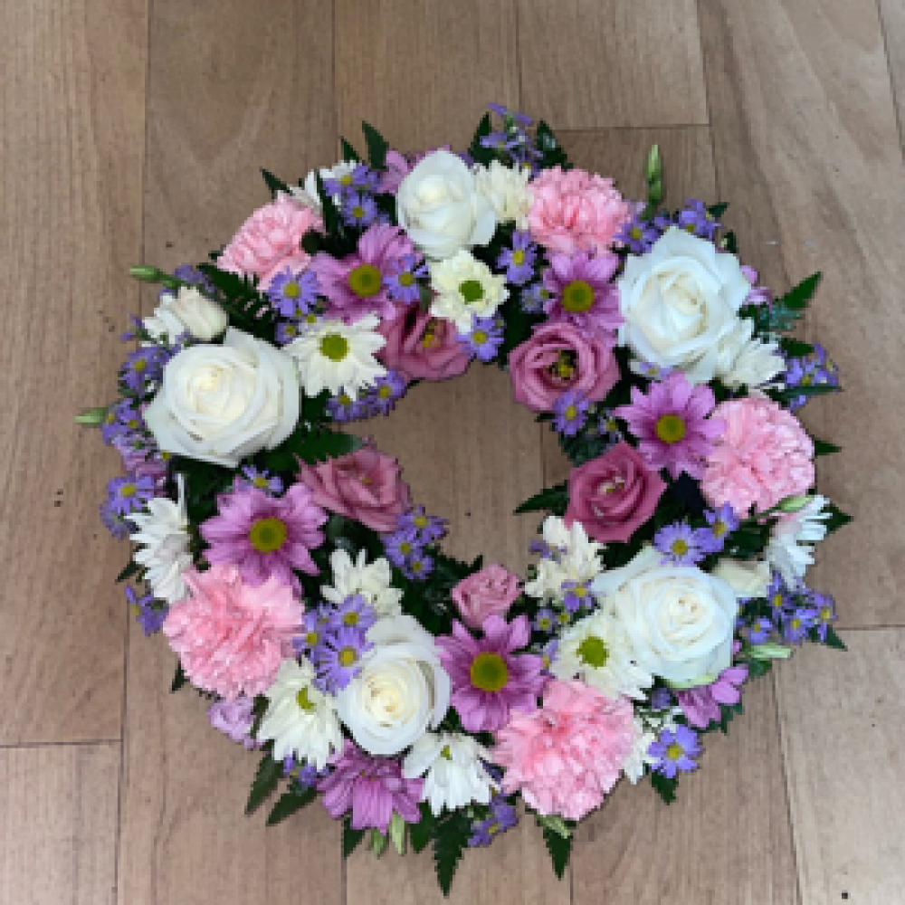 Pink and lilac wreath