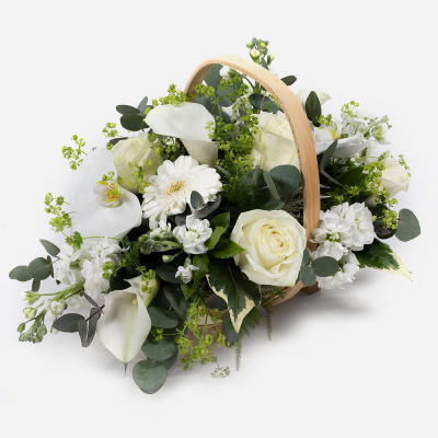 Scented Moonlight - A luxurious basket filled with a selection of the finest blooms, designed in a serene colourway.
